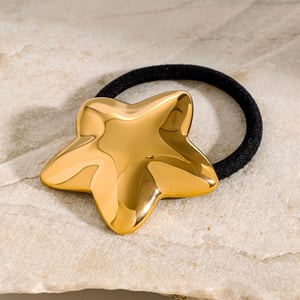 1 Piece Simple Style Pentagram Shape Stainless Steel  Gold Color Women's Hair Bands h5 